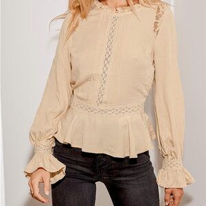 Chance & Destiny Ruffled Lace and Crochet Blouse.